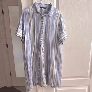 🌞🌞 ZARA Denim  Striped Blue and White Shirt